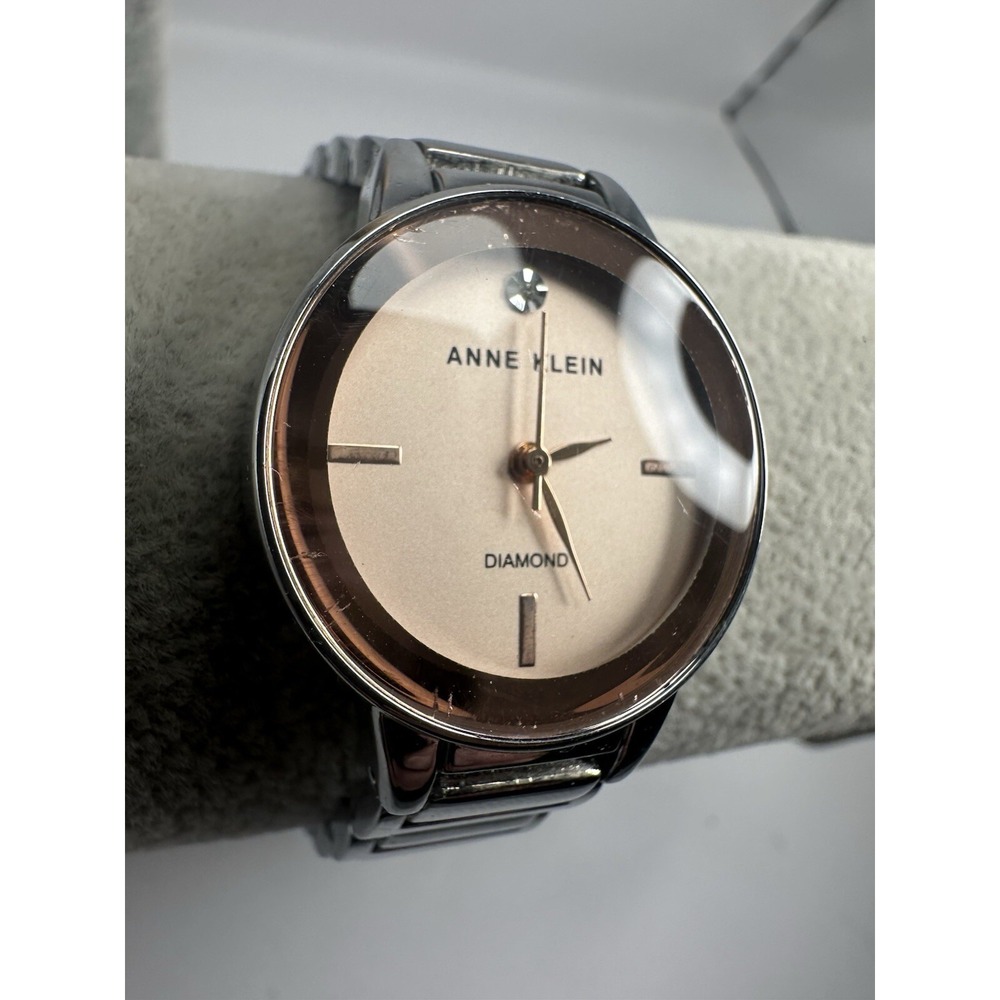 Anne Klein Diamond AK/2491 Ladies Watch New Battery 28MM 7.5" Silver Tone C96 - Picture 3 of 12